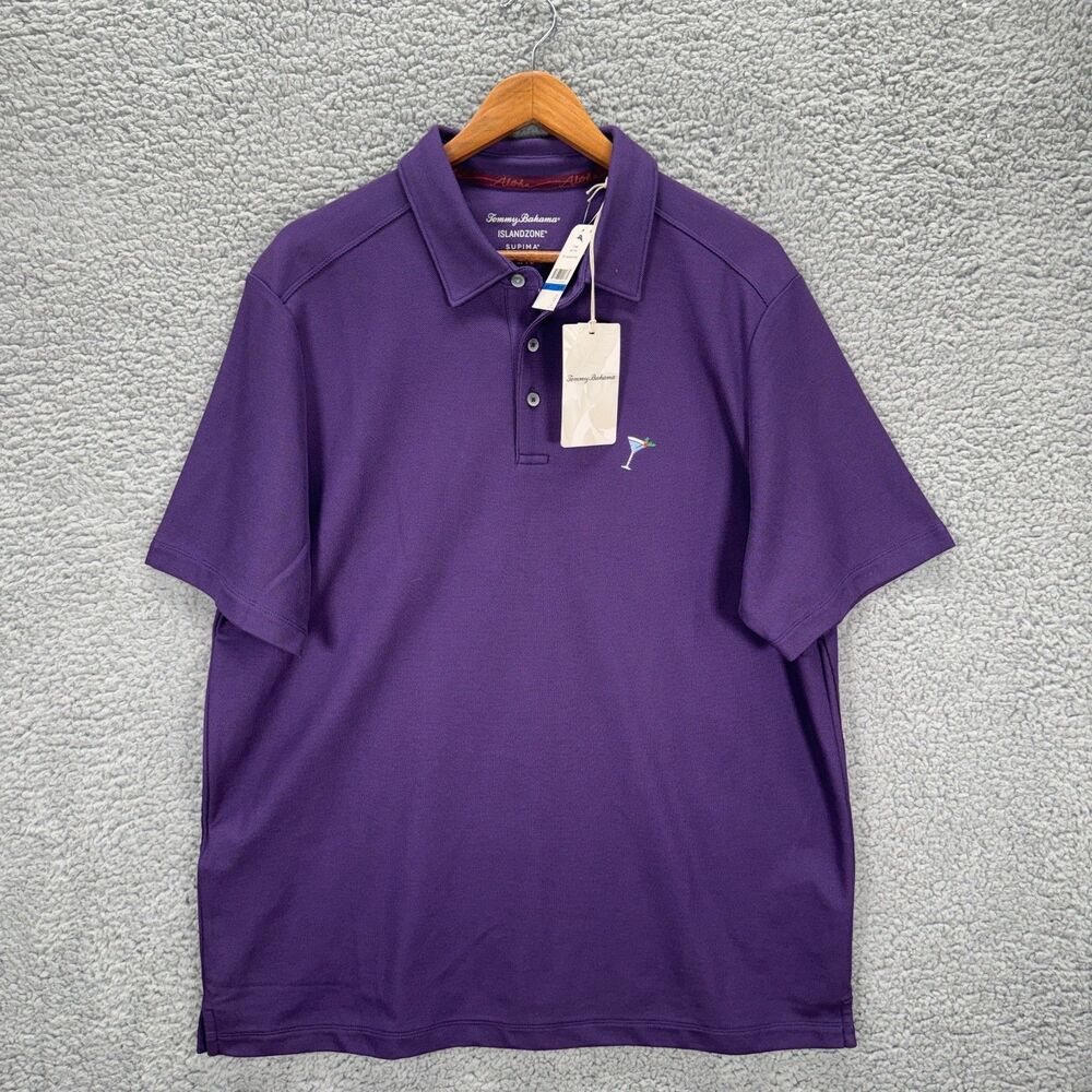 Tommy Bahama IslandZone Supima Party Polo XL Trim Fit Purple Martini Golf